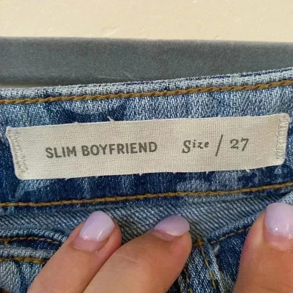 ANTHROPOLOGIE PILCRO AND THE LETTERPRESS SLIM BOYFRIEND FADED DENIM FLORAL JEANS - Picture 8 of 11